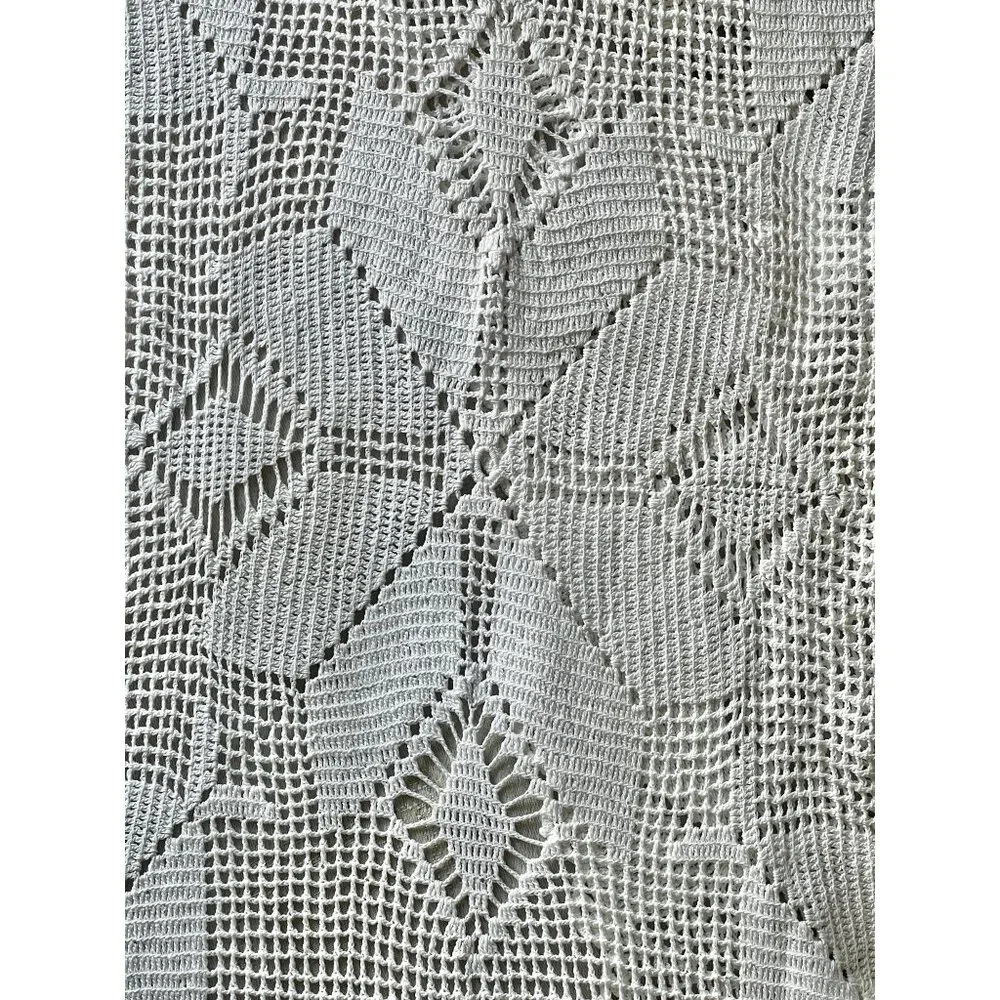 Hand Crocheted White Cotton Table Runner 80